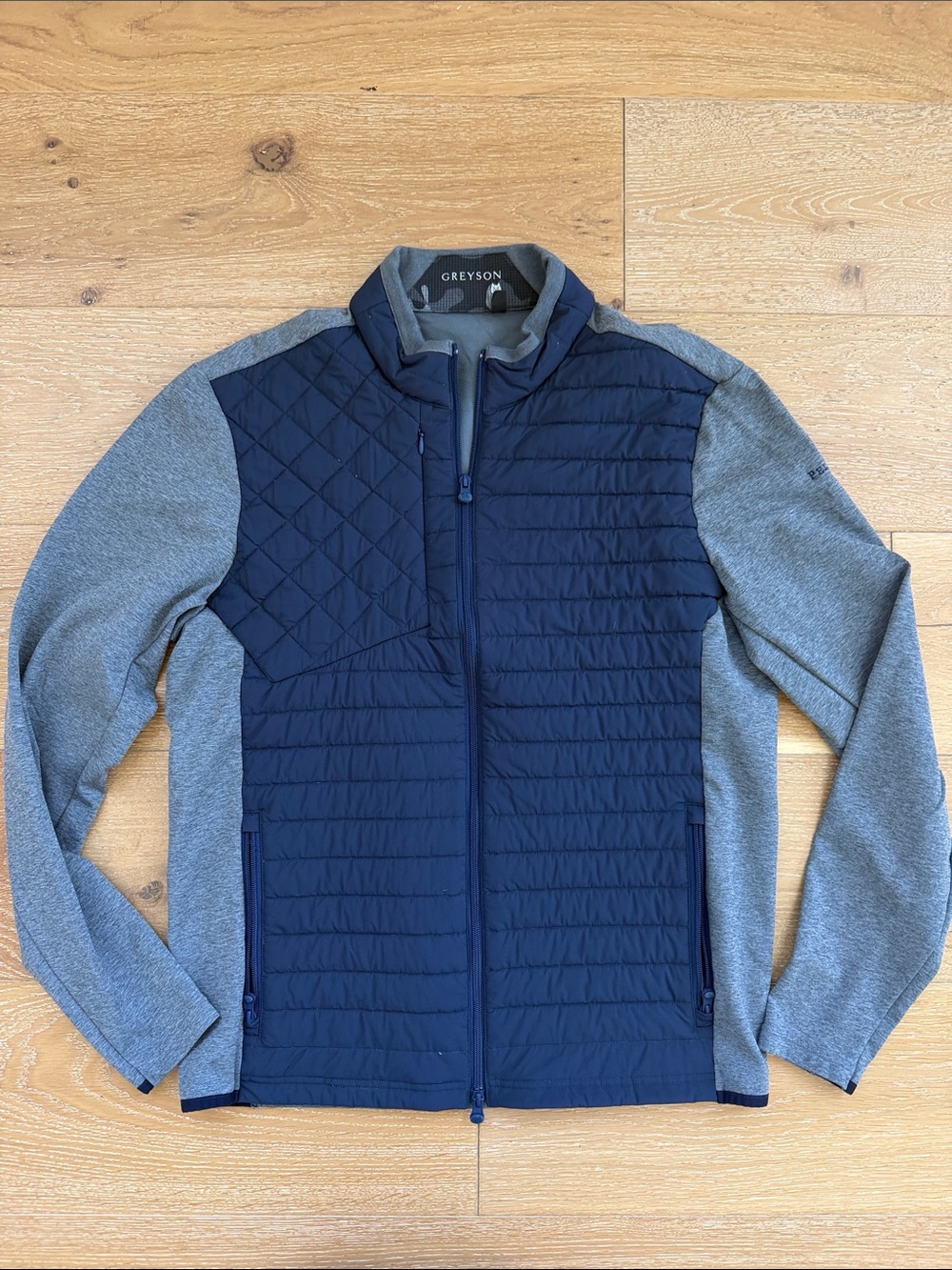 Greyson Navy & Grey Quilted Hybrid Performance Jacket